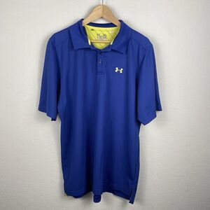 Under Armour Men’s Polo Shirt XL Blue Short Sleeve Loose Heat Gear Golf Active